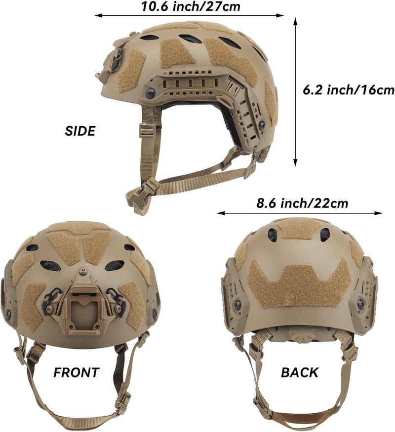 Aoutacc Lightweight Tactical Fast Helmet, Integrated Helmet with NVG Mount Base, Side Rails,Pre-Slotted Headset Strap for Outdoor Sports, CS - Image 2